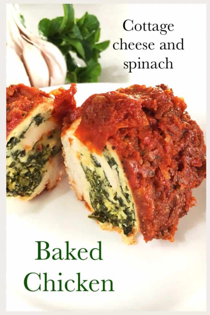 Cottage cheese and spinach baked chicken