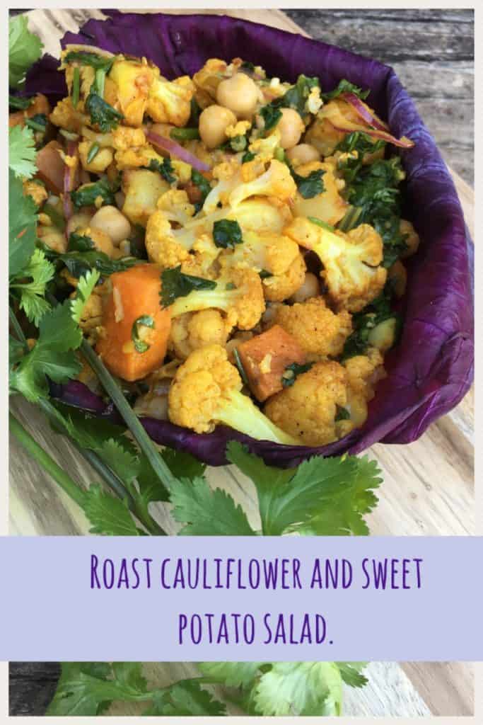 Roasted Cauliflower and sweet potato salad